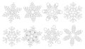 Set Snowflakes coloring vector illustration Royalty Free Stock Photo